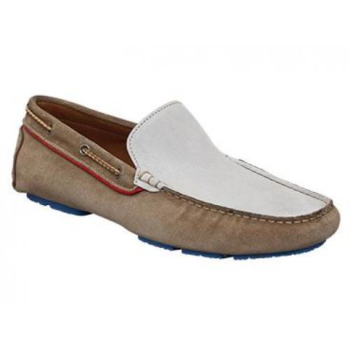 Bacco Bucci "Adani" Tan/Bone Genuine Suede Loafer Shoes